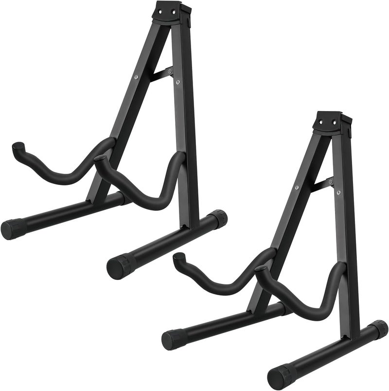 DkOvn 2 Pack Guitar Stand, A-Frame Folding Guitar Stand with Non-Slip Rubber and Foam Arms, Metal Guitar Stand for Acoustic Guitar, Electric Guitar, Bass, Ukulele, Banjo - Image 1
